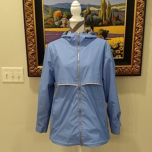 periwinkle charles river rain jacket